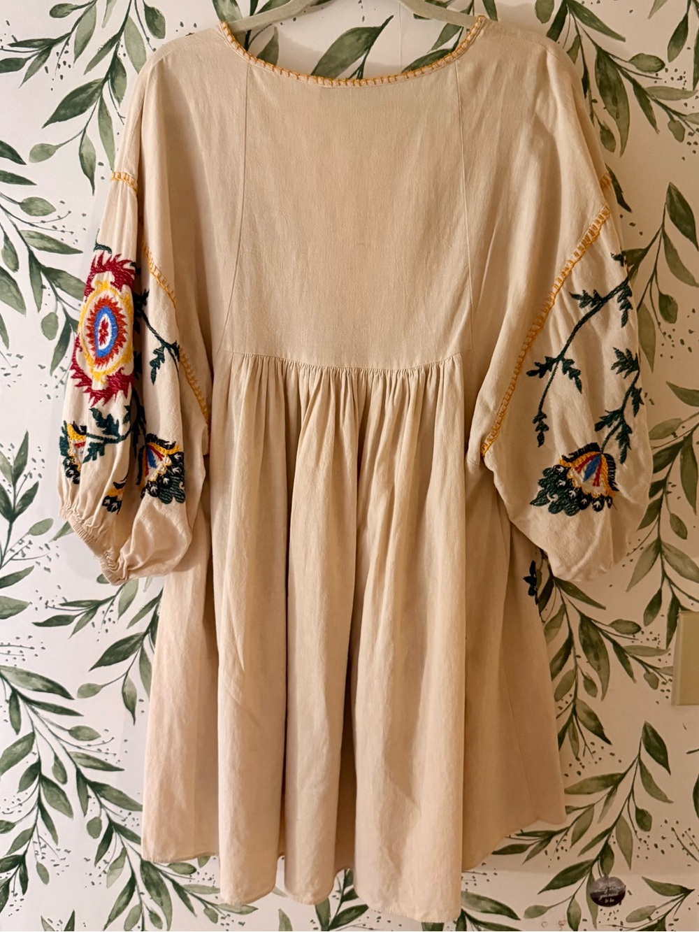 Zara Linen Blend Embroidered Babydoll Dress - Picture 2 of 7